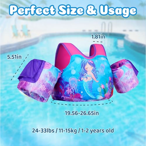 Image of AEOCOO Puddle Float Jumper for Swiming, Toddler Swim Vest for Water Play, Pool Floats with Swimming Arm Floaties Swim Jacket & Water Wings for Kids Swimmies, Boys, Girls, Ninos