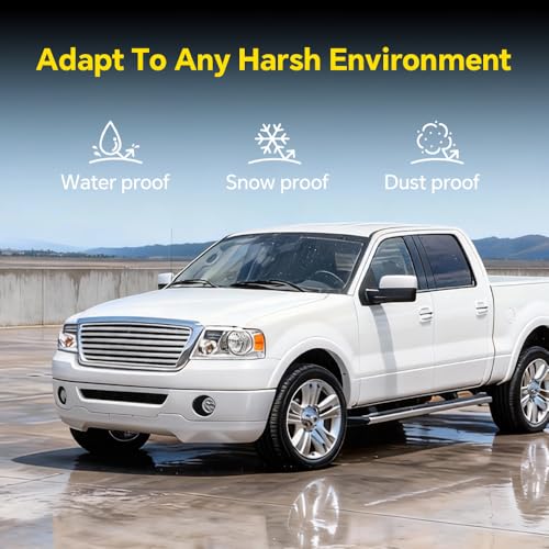 Image of GRAND ORANGE Headlight Assembly Compatible with Ford F150 2004 2005 2006 2007 2008 / Fit Lincoln Mark LT 2006-2008 Driver & Passenger Side Headlamp Clear lens Chrome Houing Amber Reflector