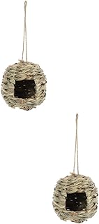 2pcs straw bird nest the office decor outdoor bird cage bird feeder hummingbird bird breeding hummingbird nesting house hummingbird bird Handwoven Birdcage Parrot Grass Nest