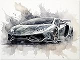 Generisch Lamborghini Aventador - Leinwand oder Poster - Auto Sportwagen Kunstdruck Illustration Wandbild P261N (Poster, 80x60 cm)