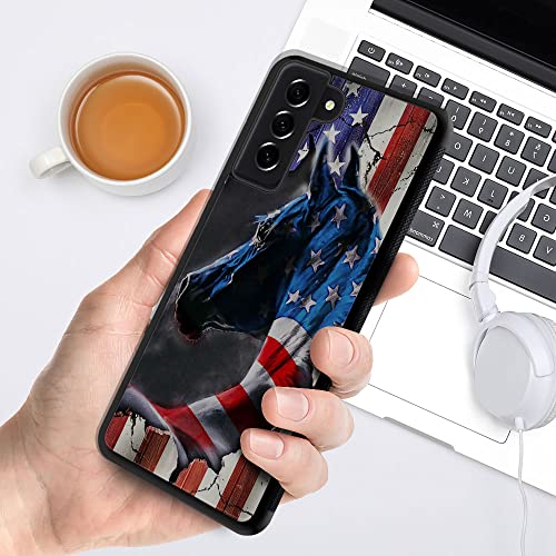 TnXee Compatible with Samsung Galaxy S23 FE Case,American Flag Horse Anti-Skid Shockproof Protective Case for Men/Women,Soft Silicone Rubber+Hard Back Cover Compatible with Samsung Galaxy S23 FE by TnXee - Image 5