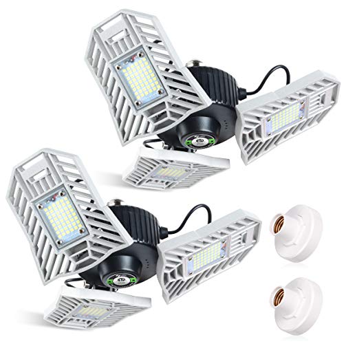 TANBABY LED Garage Lights 2 Pack 60W LED Shop Lights for Garage with 3 Ultra Bright Adjustable Panels, Garage Light, LED Garage Light Deformable Garage Lights Ceiling LED, Garage Lighting TANBABY LED Garage Lights 2 Pack 60W LED Shop Lights for Garage with 3 Ultra Bright Adjustable Panels, Garage Light, LED Garage Light Deformable Garage Lights Ceiling LED, Garage Lighting