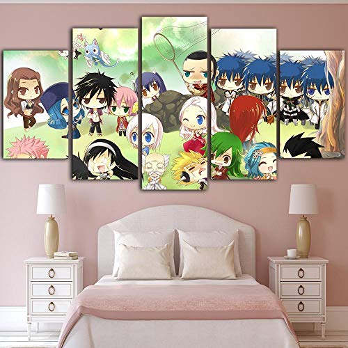 YUANJUN Multi Panneau 5 Parties Tableaux Murale Affiches Photos Décoration Salon Frame Toile Images Motif Graphique Art Mural Stickers Peintures Tableau Fairy...
