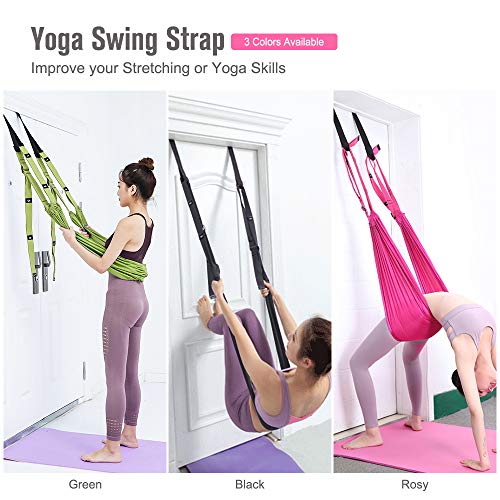 Airogym Aerial Yoga Strap, Fitness Strap Band For Waist Trainer Leg Stretching, Door Swing Adjustable Strap - Back Bend, Go Upside-Down For Yoga Practitioner Ballet Dancer Gymnastics Relieve #TOP6