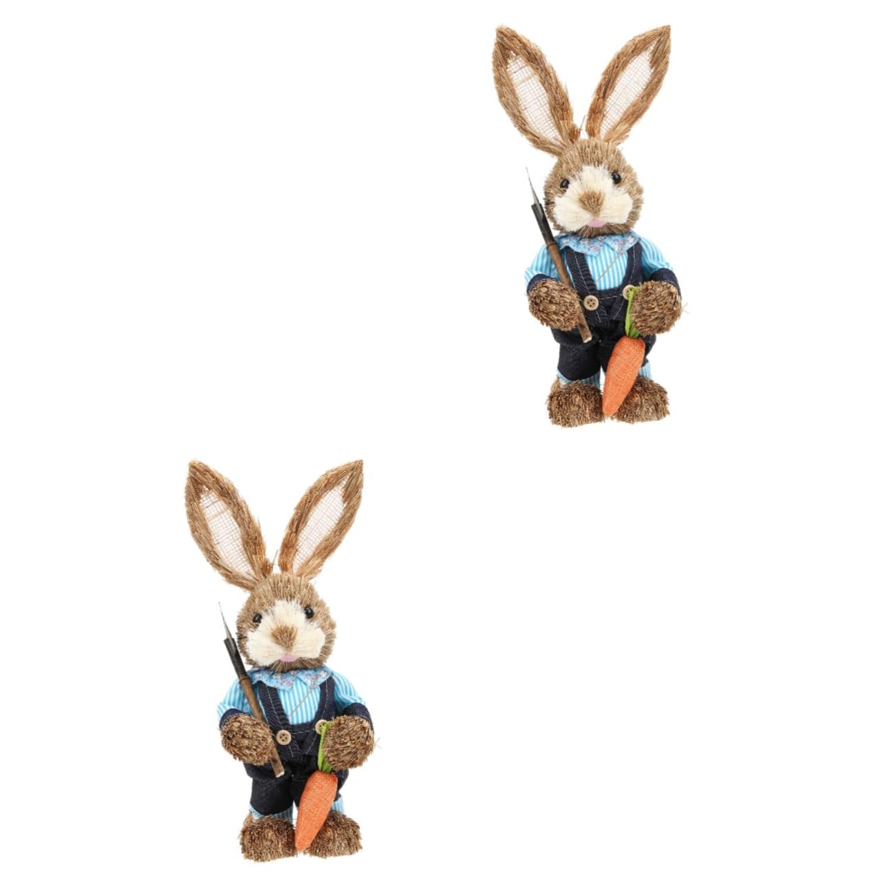 Zerodeko 2pezzi Decorazioni Pasquali Statue Di Conigli Paglia Intrecciata Figurine Di Coniglio Per Giardino e Casa Regali Di Pasqua Per Ambienti Rurali Rabbit Ornament