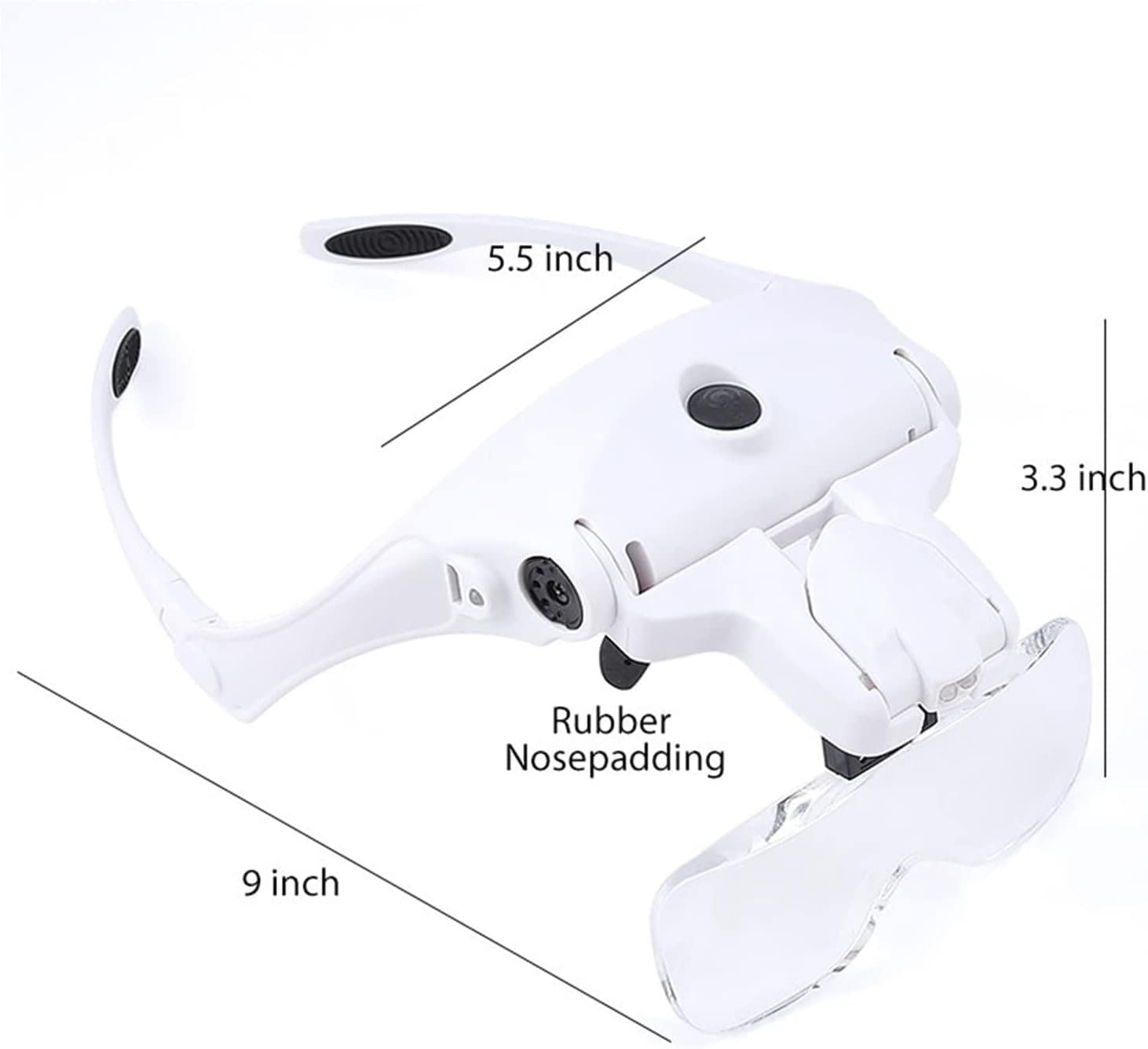 Lámpara de lupa manos libres, lupa con cabeza de cabeza de carga USB con luz LED, joyería, reloj de manualidades, 5 lentes, cuello de cisne flexible, brazo de matrimonio,