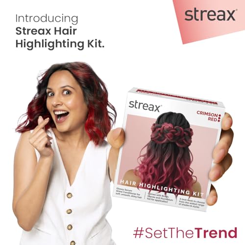 Image of Streax Hair Colour Highlight Kit | Crimson Red - Pack of 1 | Enriched With Walnut & Argan Oil | For Women | Rich, Vibrant, Easy to Use, DIY Application