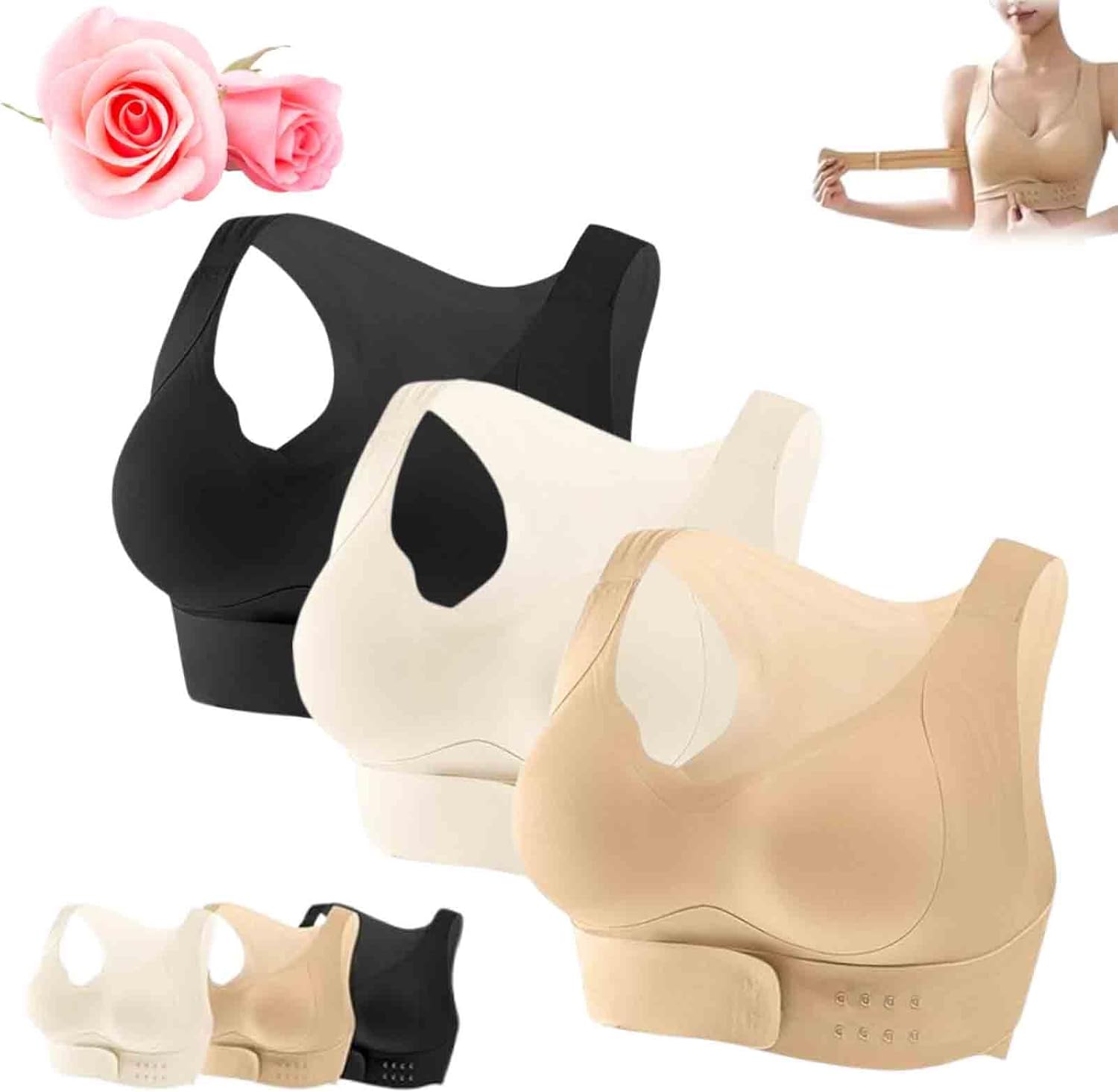 Arisefrom Front Buckle Lifting Correction Bra, Women Front Closure Bras, Seamless Front Buckle Cross Back Shaping Bra