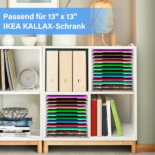 Yrangee Scrapbook-Papierorganizer, 12-Ebenen Aktenordner-Aufbewahrungsmappe für Größen 12 x 12''(30.5 x 30.5cm), Schreibtisch-Scrapbooking-Papierrack,Geeignet für Heimbüro, Scrapbooking-Aufbewahrung