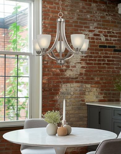 Image of Kira Home Weston 24 inch Large Modern Transitional 5-Light Chandelier