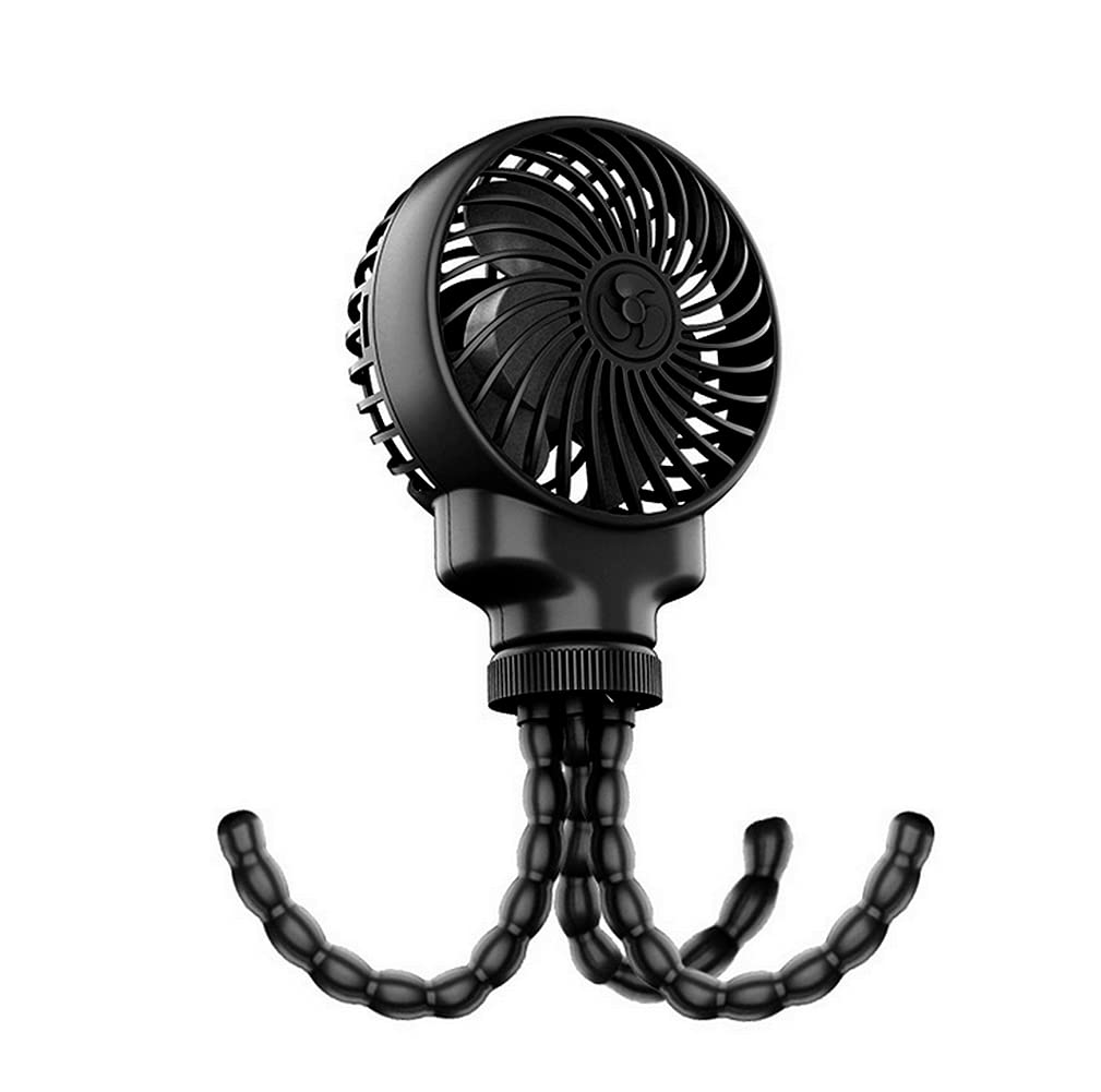 Ausuky Black Portable Mini Handheld Stroller Fan 2600Mah Baby Fan With Flexible Tripod Stand (Black)