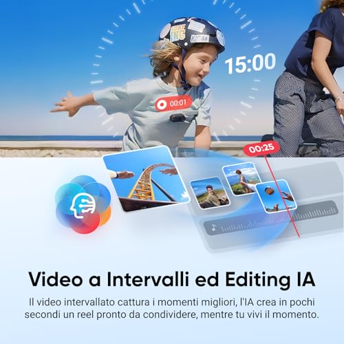 GO 3S Nero Notte (128GB) - Cam 4K per vlogging, POV a mani libere, montaggio magnetico, stabilizzazione, 140 minuti di autonomia, impermeabilità fino a 10 m, editing IA - Gadget - Immagine 6