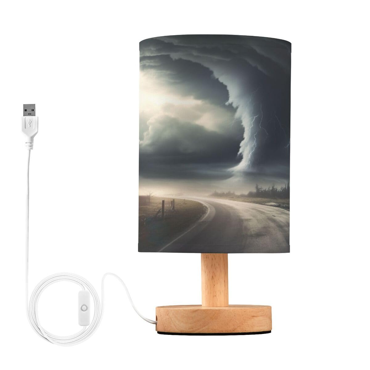 JUMBEAR Table Lamp,Bedside Lamps Nightstand Lamps with Flaxen Fabric Shade for Bedroom Living Room,LED Bulb Included-Sandstorm Tornado