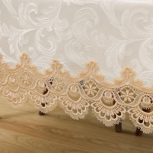 Nappe en dentelle rectangulaire kaki 130x180 cm pour table à manger