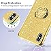 OCYCLONE Cute Glitter Diamond Case with Ring Stand Compatible with iPhone Xs X for Women Girls, Gold