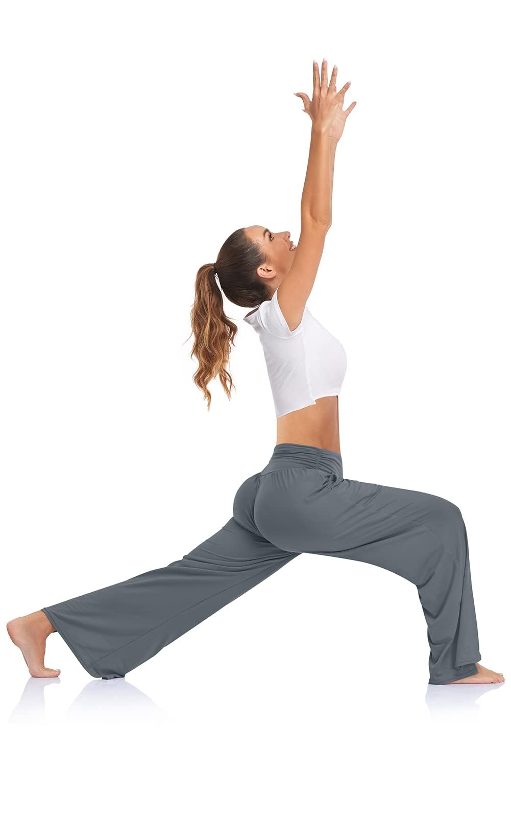 Cegerne Pantaloni Sportivi da Donna con Tasche Pantaloni Jogging Vita Alta Pantaloni Yoga Gamba Larga Pantaloni Dritti Sportivi con Spacco