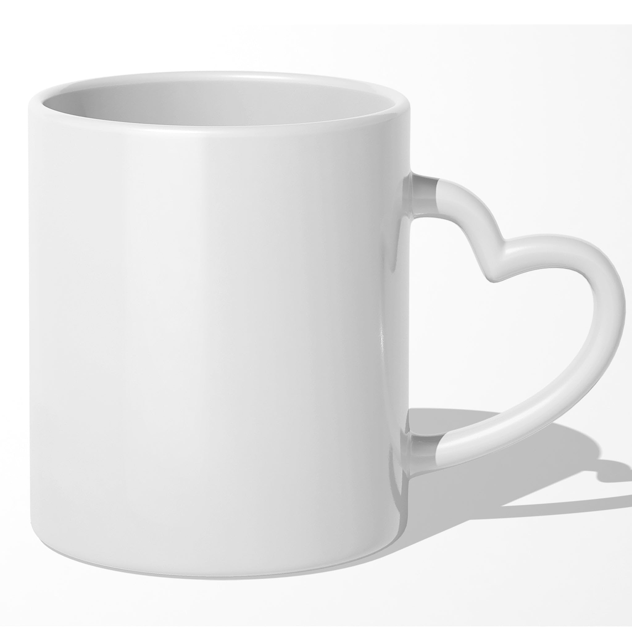 Sublimationstasse mit Herzhenkel 325ml (11oz) Werbetassen Sublimation Blanko Orca-Beschichtung Spülmaschinenfest Werbegeschenk (Weiss, 10er Set)