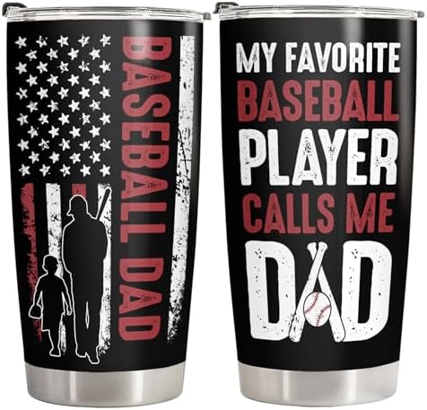 34HD Baseball Dad Tumbler with Lid 20oz Stainless Steel, My Favor...