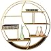 ÉTagèRe en Bois Massif en Fer Forgé Doré, éTagèRe Ronde de Style Industriel Et éTagèRe à Articles Divers, éTagèRe Murale Pour Salon de Bar/d'or / 60cm