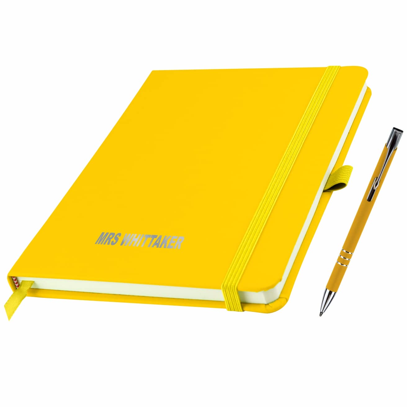 That's My Pencil Personalised A5 Notebooks/Note Pad- Printed with Name with a matching pens (Sun Yellow) — image 1