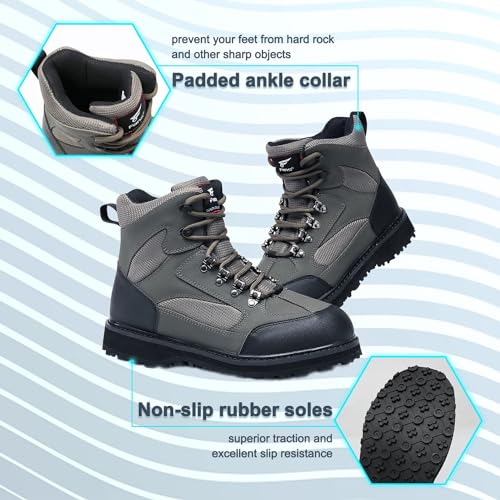 8 Fans Wading Boots for Men,Anti-Slip Rubble Sole Comfortable Durable Material Good for Fishing or Hunting2