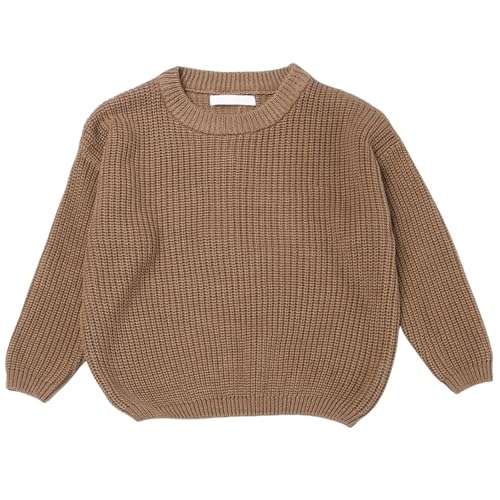 Infant Baby Girl Pullover Sweater Tops Toddler Girl Casual Long Sleeve Knit Solid Sweatshirt Fall Winter Clothes (US, Age, 3 Months, 6 Months, Dark Camel)