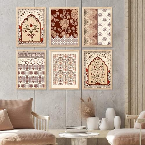 Image of kotart Premium Digital Madhubani Art Paintings with Frame for Home Decor - Framed Painting for Living Room Bedroom Office Room Decor - Painting for Wall Decoration - Pack of 6 (19X25 inch)