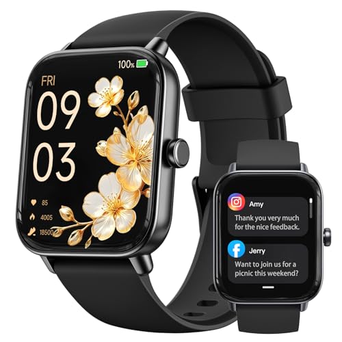 Image of Smart Watch for Men,1.85 inch AMOLED Touchscreen for Android & iPhone Alexa Built-in Bluetooth Calls,Fitness Watch 110+ Sport Modes Heart Rate /Sp02 /Sleep /Calories Monitor IP68 Waterproof(Black, 1.85)