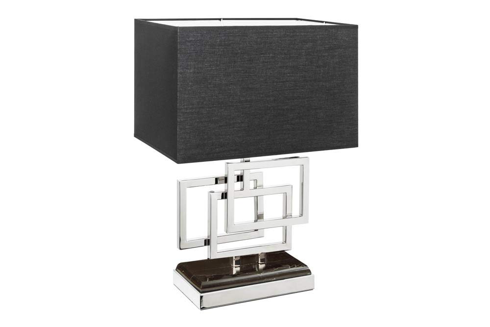 invicta INTERIOR Moderne Tischleuchte ATLANTIS 56cm silber Modern Design mit Stoffschirm Tischlampe Lampe Nachttischleuchte