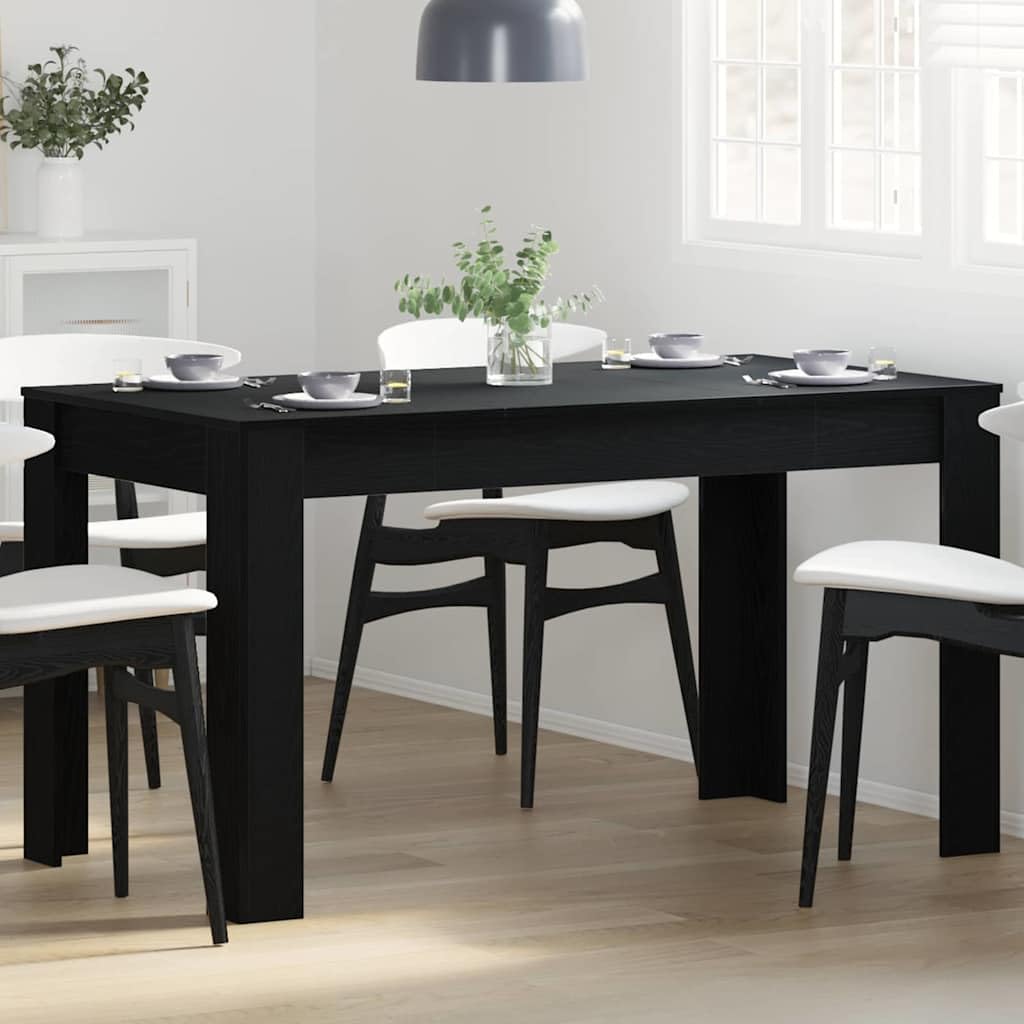 Table de salle à manger chêne noir 140 x 74,5 x 76 cm table cuisine stable famille