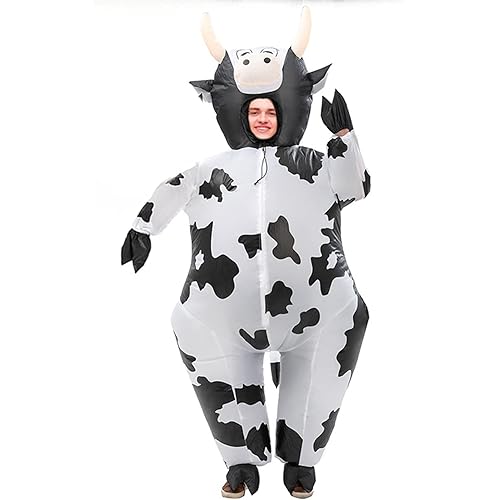 Inflatable Cow Costume Adult Cow Blow Up Suit Halloween Costume Jumpsuit Fancy Party Christmas Inflatable Suit