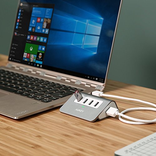 image for AUKEY USB Hub 3.0 Portable Aluminum 4 Port USB 3.0 Data Hub with 1.6ft