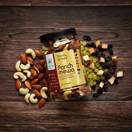 Image of NUTRI HARVEST Premium Dry Fruits Mix pack (Panch Mewa Mix), Natural Blend of Almonds, Cashews,Black and green Raisins and diced Dates| Fit for Fasting 250 gram| (Re-sealable pack for freshness)