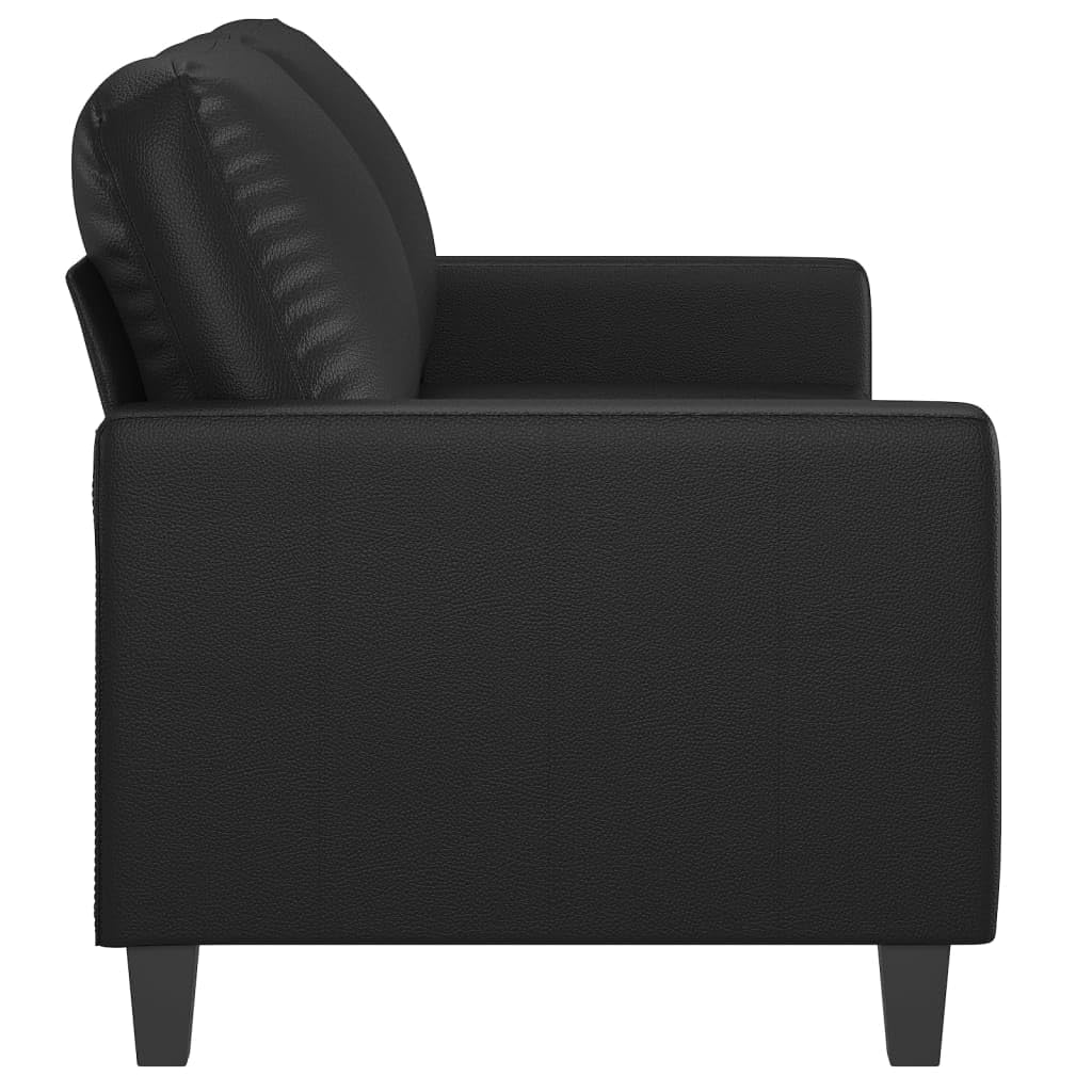 Divano a 2 posti, nero, 140 cm, in ecopelle, per soggiorno, camera da letto, camera degli ospiti