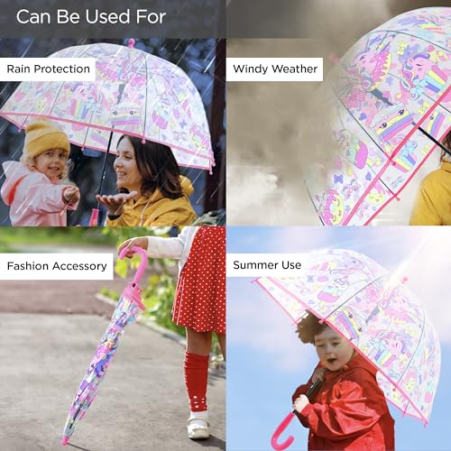 Image of UMAI 64.5 cm Folding Umbrella Transparent | 8K Fiberglass Ribs | Auto Open & Non-slip Handle | Travel Friendly Windproof | Umbrella for Women, Men & Kids| Floral Print | White