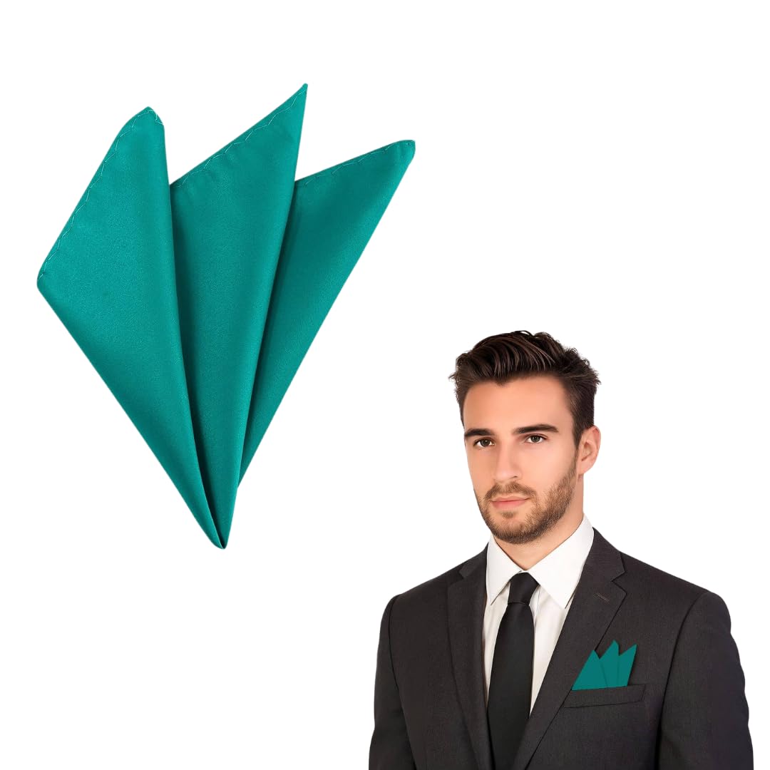 The Tie Co™ Satin Polyester Pocket Square – 28x28cm Handkerchief/Hanky for Suit Jackets, Weddings, Formal & Business Wear - Teal