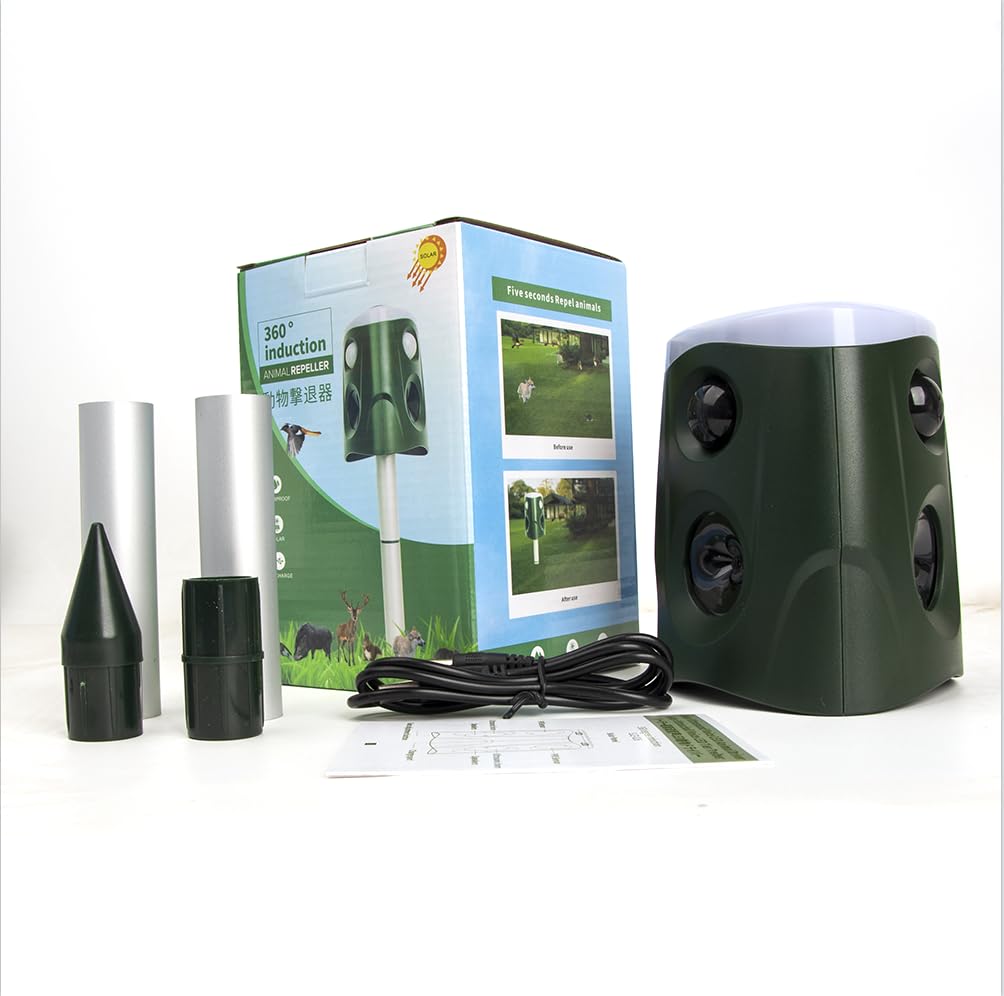 Repelente de Gatos 360°,Ahuyentador Gatos con Energía Solar,Impermeable Ultrasonido Repelente IP66 en 4 Modos°,Repelente al Aire Libre para Animales para Gatos,Ardillas,Mapaches,Perros