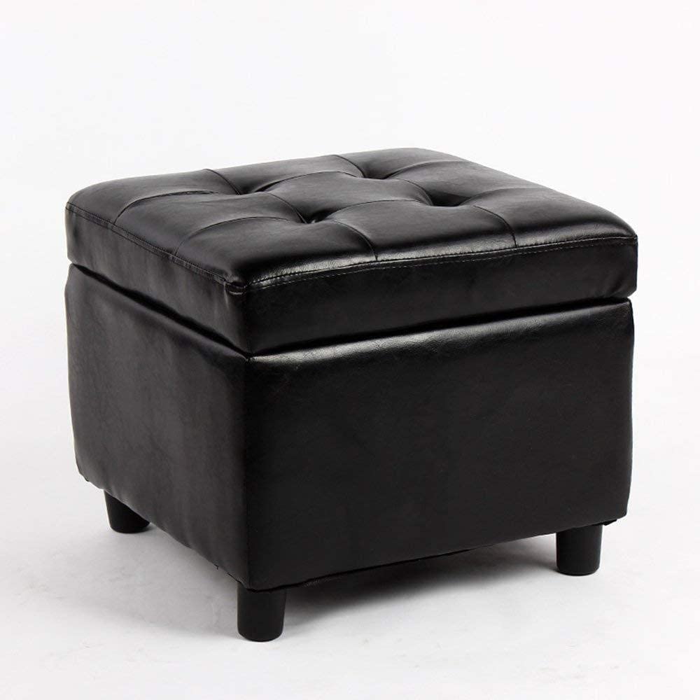 Pouf de rangement carré noir pour éliminer le désordre du salon avec élégance