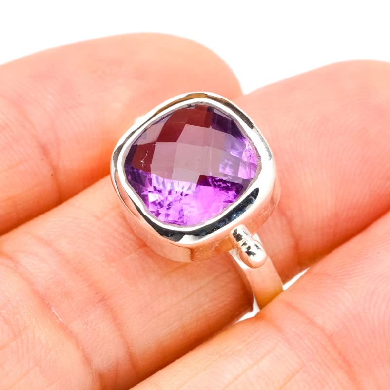 Bague améthyste naturelle argent sterling 925 faite main taille 53 E9215 - 3