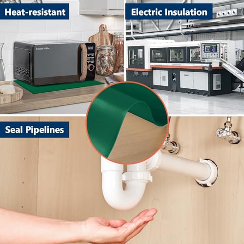 Image of WochiTV Green Silicone Rubber Sheet, 12 inch Wide x 1 /8 inch Thick x 12 inch Long High Temperature Rsistant Rubber Mat for DIY Gaskets Material, Pads, Sealing, Cushion, Microwave Oven Protection
