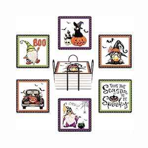 HUXJOKO Coasters for Drinks Set of 6,Funny Halloween Pumpkin Cat Absorbent Ceramic Coaster,Round Stone Mat,with Cork Base and Metal Holder for Coffee Table Room Bar Home Decor Housewarming Gifts HUXJOKO Coasters for Drinks Set of 6Funny Halloween Pumpkin Cat Absorbent Ceramic CoasterRound Stone Matwith Cork Base and Metal Holder for Coffee Table Room Bar Home Decor Housewarming Gifts
