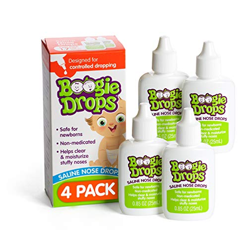 Image of Boogie Baby Nasal Saline Drops Drops, Allergy Relief, Nasal Decongestant, Pack of 2, 4 Bottles Total