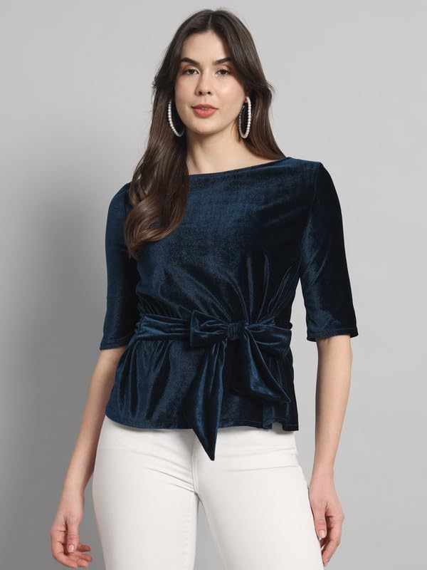 Image of Vaararo Women Dress Shirt, Velvet, Regular Fit