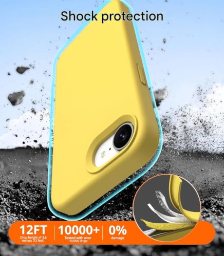 Image of DIZORO Compatible with iPhone 17e / 16e Case 6.1, Slim Liquid Silicone 3 Layers Full Covered Soft Gel Rubber Phone Cases Protective Back Cover 6.1 Inch - Yellow