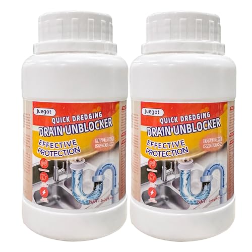 Juegot Bathroom Drain Unblocker, 520g Sink Unblocker, Unclog Shower Drain, Pipe unblocking for toilets, Tubs, Shower or Sink Drains, Unclogs and Hair 2pcs