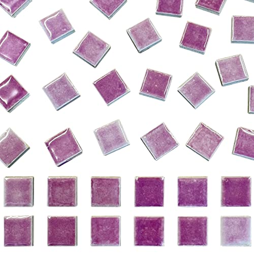 50 Pieces Purple Red Mosaic Tile for Crafts 1" Ceramic Tile Assorted Colors Square Ceramic Mosaic Project Supplies for Photo Frame Mosaic Stepping Stones Bath Old Pool Furniture Decor