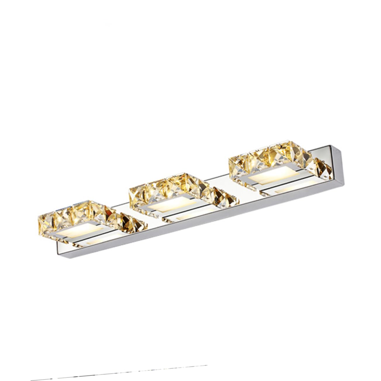 UKCOCO LED Badezimmerspiegelbeleuchtung 9 W Gold aus Edelstahl und Kristall | LED Licht für Bad, Flimmerfrei und Einfach zu Montieren, für Waschtisch und Wand