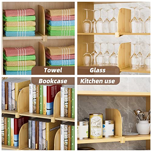 Minboo Set Of 4 Bamboo Dividers For Closet Organization, Kitchen Bookcase, Dividers Organizer For Clothes, Pants, Shoes, Books, Towels, Hats, Purses, Etc. #TOP3