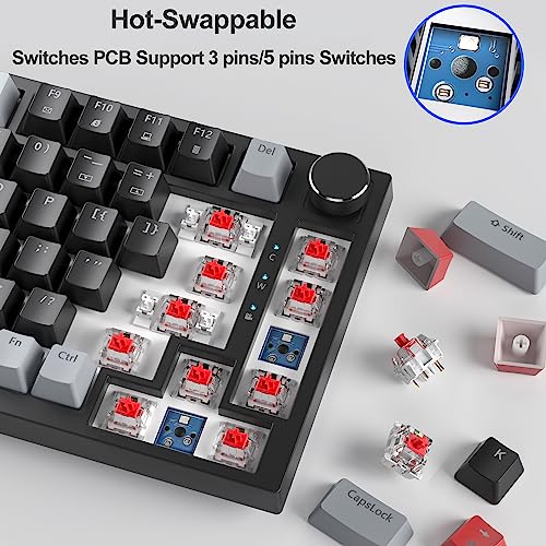 Image of Fogruaden Mechanical Gaming Keyboard, 75% Wired 75% Keyboard, Hot Swappable Seal Holder, Red Switch, RGB Backlight, 82 Keys, TKL Mechanical Keyboard, NKRO