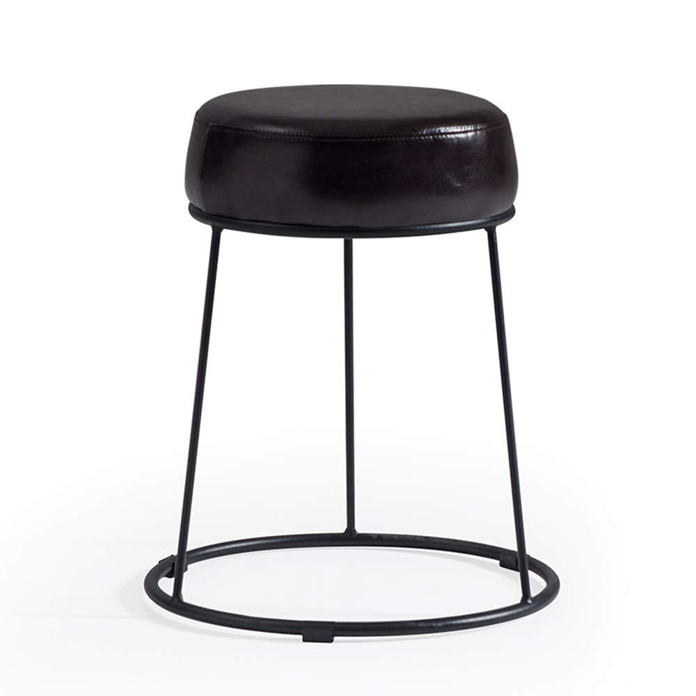 Tabouret de toilette noir en cuir PU avec assise rembourrée